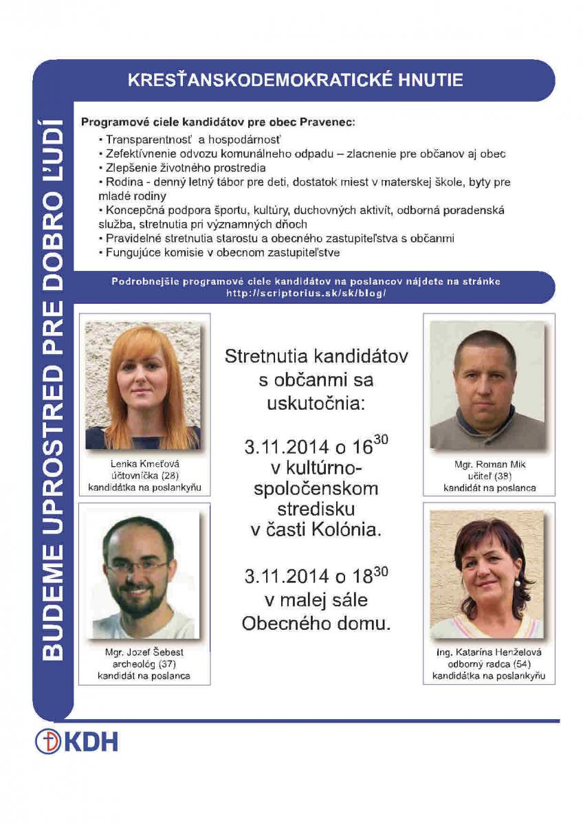 Kandidáti KDH na poslancov obecného zastupiteľstva 2014